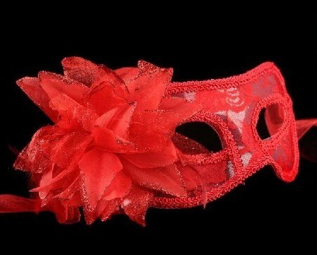 Härlig sexig spetsmask halloween kostym rekvisita genomskinlig fest boll ögonmask för halloween maskerad fest kostym kostym: Röd