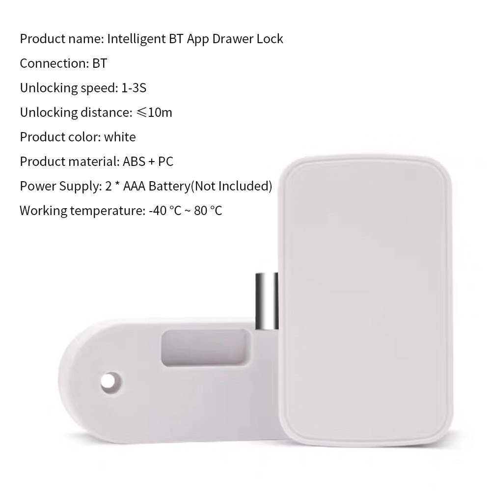 Intelligent BT App Drawer Lock Adhesive BT Lock Filing Cabinet Wardrobe Desk Letter Box Lock White Electronic Drawer Lock
