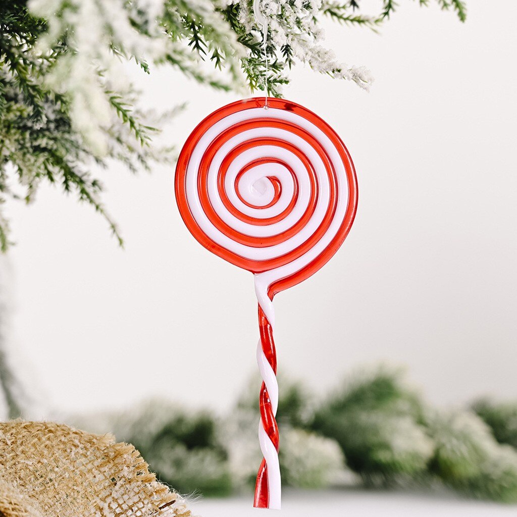 Christmas Decorations Red And White Candy Pendant Lollipop Pendant Christmas Tree Decor Hanging Ornament For Year: C