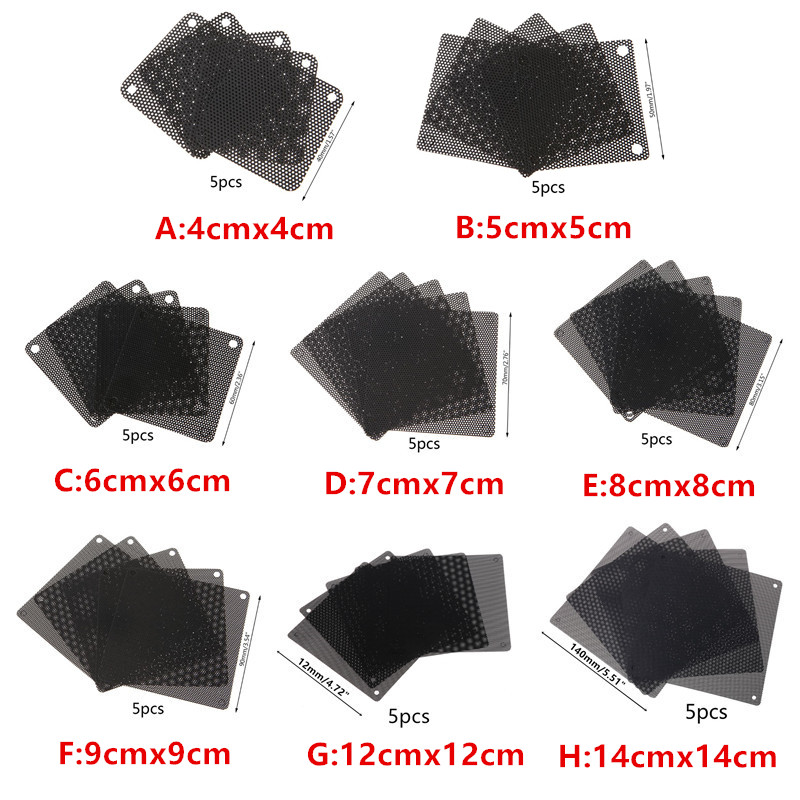 Filtro polvo para ventilador PVC, funda a prueba polvo para PC, cubierta malla cortable para ordenador, 40mm, 50mm,
