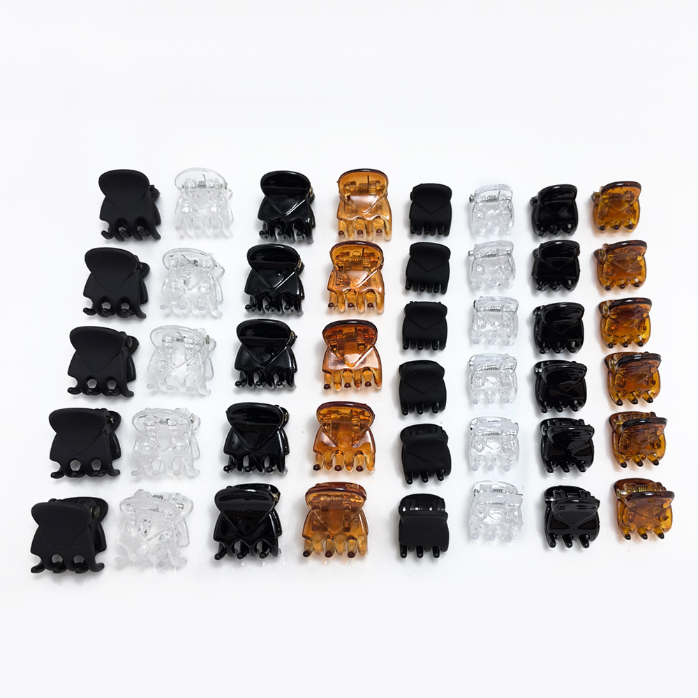 50 Stks/partij 1-1.5Cm Kleine Mini Haar Klauw Clips Zwart Bruin Doorzichtig Doorzichtig Plastic Clips Haarspeld Kids Haar Styling Klem Vrouwen