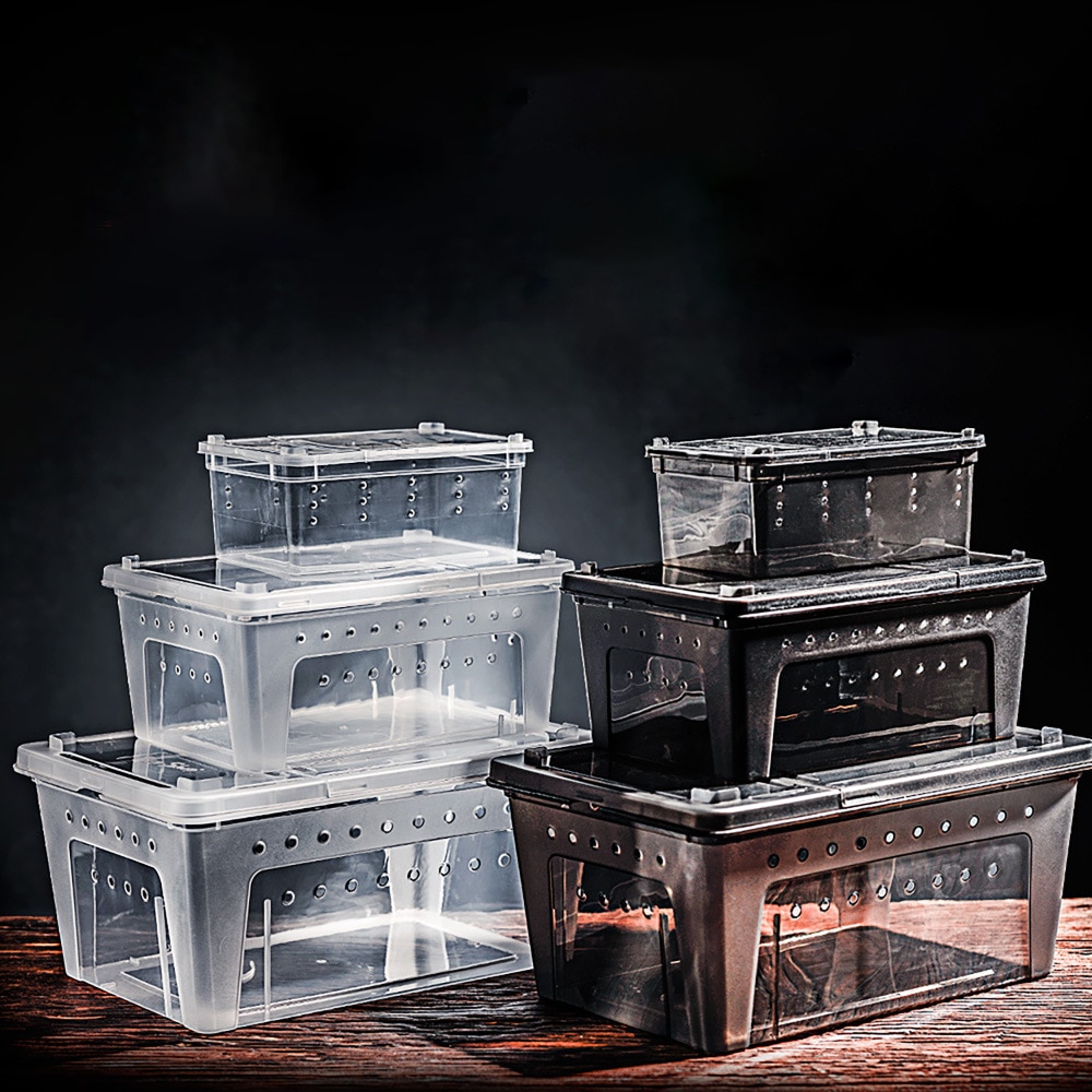 Reptil Gecko Eidechse Tarantel Schildkröte transparent Stapelbar Züchter Kasten Transport Kasten Winterschlaf Kasten ungiftig robust Langlebig