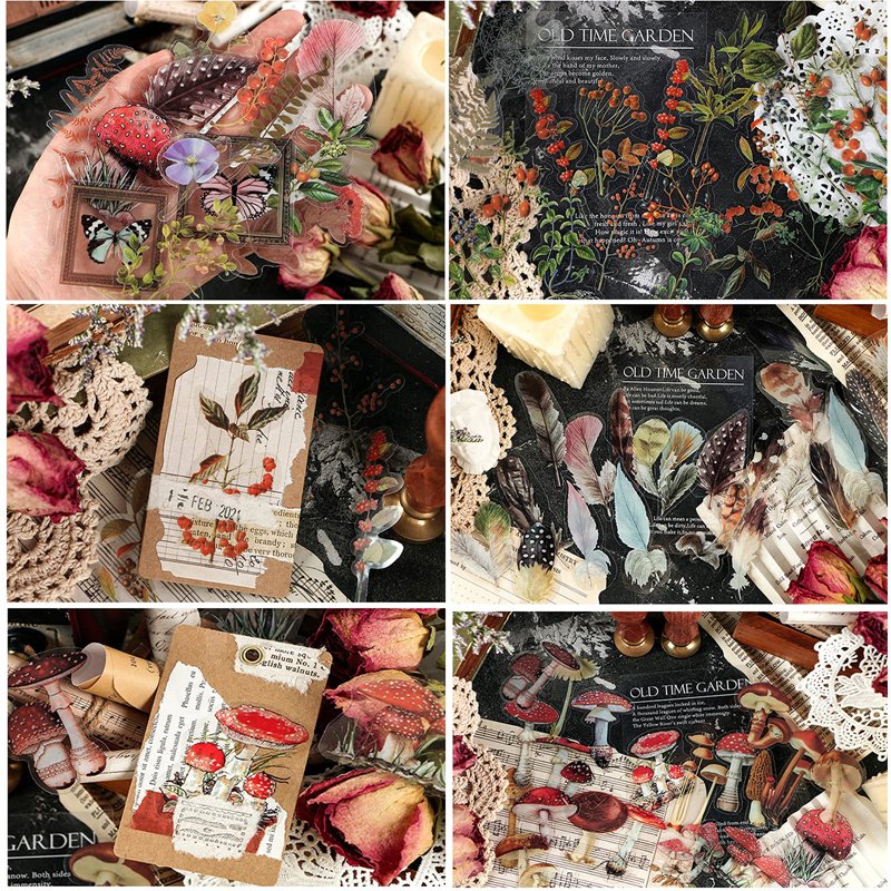 Pegatinas decorativas transparentes de 240 piezas, juego de pegatinas Vintage para álbum de recortes de forma especial, molde de resina lleno de pegatina decorativa