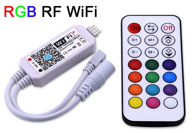Mini trådlös wifi led rgb / rgbw controller rf fjärrkontroll ios/android smart telefon för rgbcw/rgbww rgb led strip ,dc12-24v: Rf rgb wifi