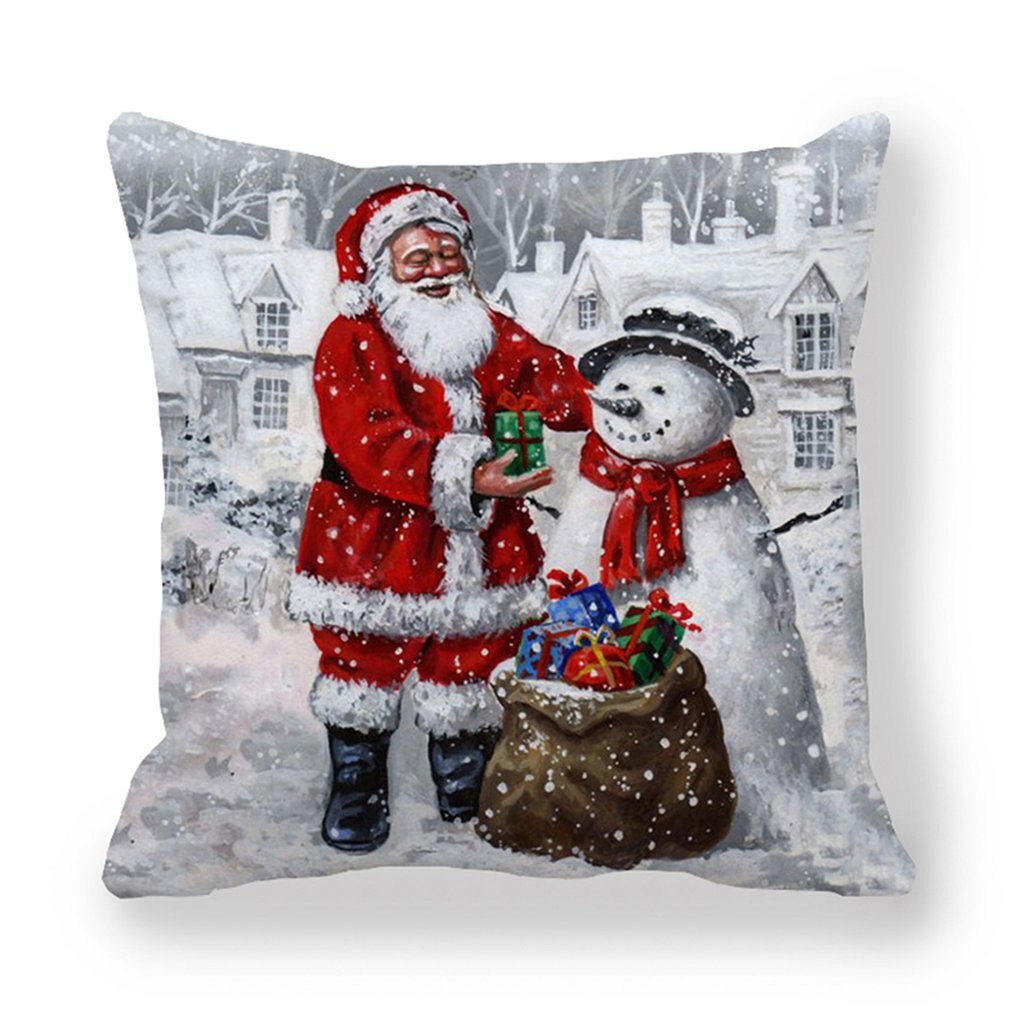1 pièces taie d'oreiller père noël imprimer vieil homme canapé-lit décor à la maison taie d'oreiller chambre housse de coussin joyeux noël 44x44 Cm: 4