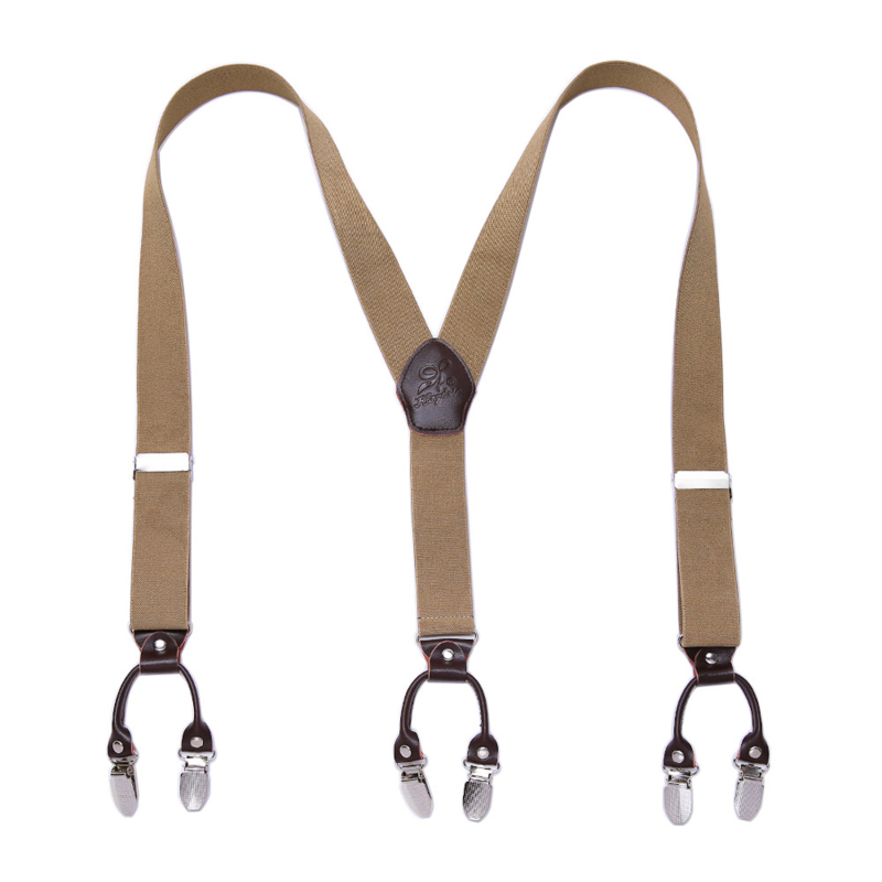men&#39;s Suspender Elastic Leather 3.5 Cm Width Adjustable Elastic X Back Clips Men&#39;s Trousers Wedding Suspension 13 Colors: brown