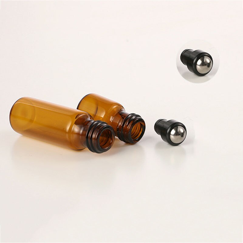 Botellas Roll-on de cristal de 5/10ml con bolas de rodillo de acero inoxidable, botellas de aceite esencial, envases cosméticos vacíos, botella rellenable
