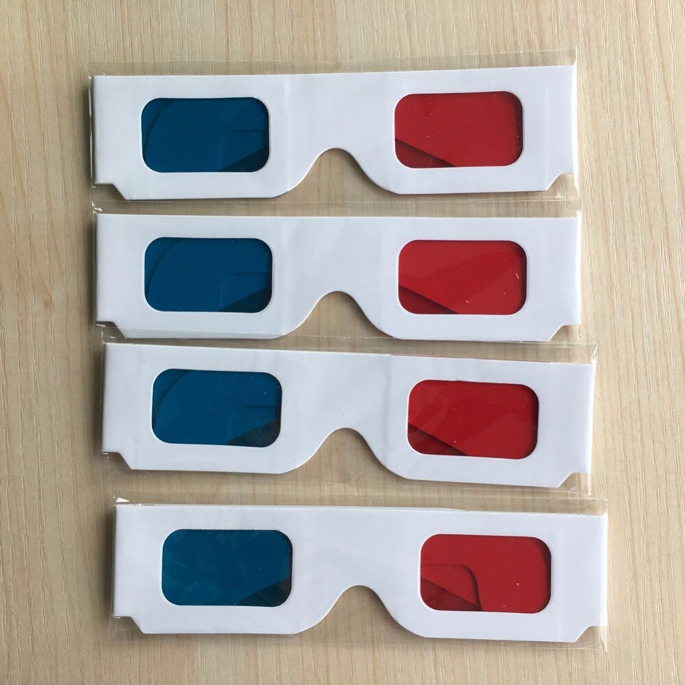 20 stuks Goedkope Universele Papier Anaglyph 3D Bril, Papier 3D Bril, Anaglyph Rood Cyaan/Blauw 3D Bril