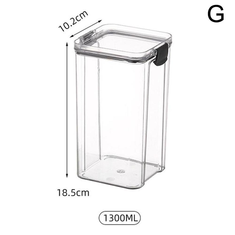 Square Sealed PET Jars Kitchen Storage Big Capacity Coffee Bean Storage Can Glass Jar With Lid Food Container Organizer Bottle: black 1300ML