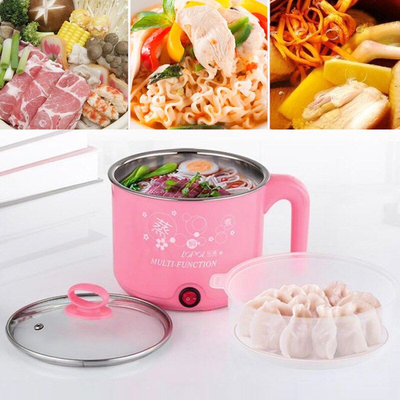 Electric NonStick Pan 2 Layers Kitchen Appliance Cooking Equipment Steamer Pot Portable Water Heaters Mini Cooker 1.8L