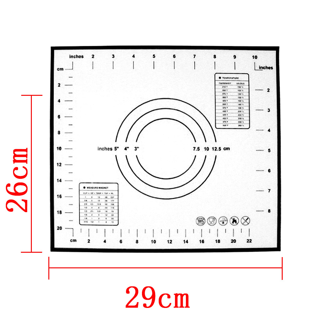 Silicone Baking Mat Pizza Dough Maker Pastry Kitchen Gadgets Cooking Tools Utensils Bakeware Kneading Accessories Lot: 29 x 26cm Black