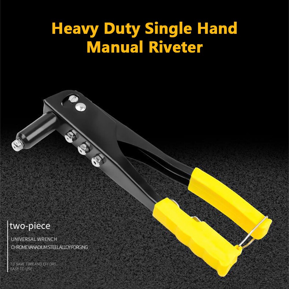 Rivet Gun Kit Heavy Duty Single Hand Manual Riveter with 4 Interchangeable Heads 3/32 Inch 1/8 Inhc 5/32 Inch 3/16 Inch