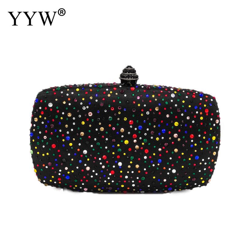 Geel Portemonnee Vol Strass Vrouwen Clutch Portemonnees Pochette Femme Green Party Clutch Suede Rose Purse Bruiloft Prom Bag Sac: black B