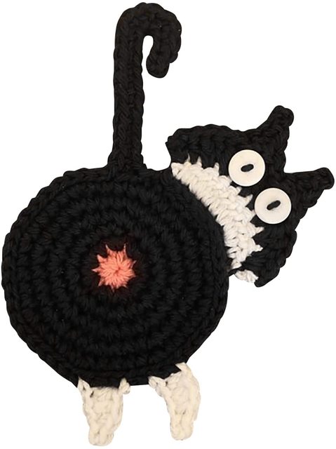 Cat Butt Coasters Cute Animals Shape Cup Mat Handmade Crochet Kitchen Home Office Bar Table Funny Decor Perfect Cat Lover: G