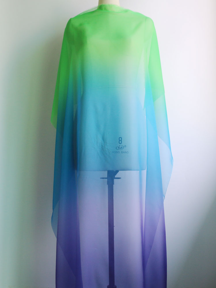 100cm*148cm ombre gradient farve stof 30d tynd chiffon stof kjole stof til sommer