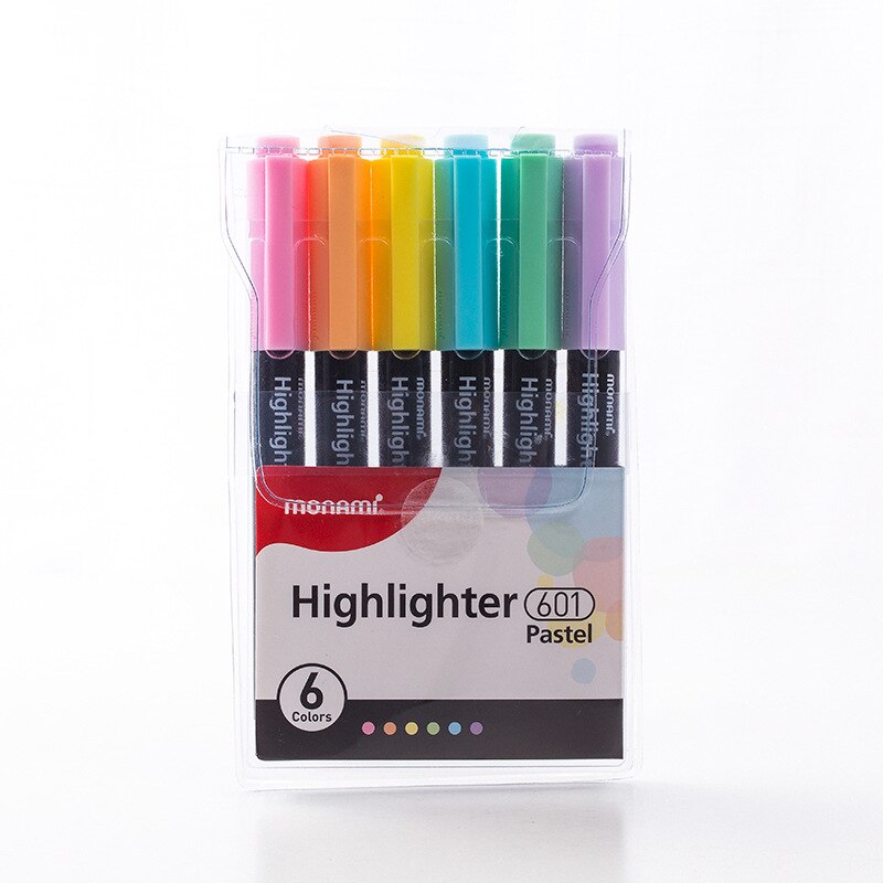Juego de subrayadores de 4/6 colores, marcador brillante Pastel de 1-4mm, delineador de dibujo, suministros escolares y de oficina, F089, 601 Uds.: 6 pastel color set