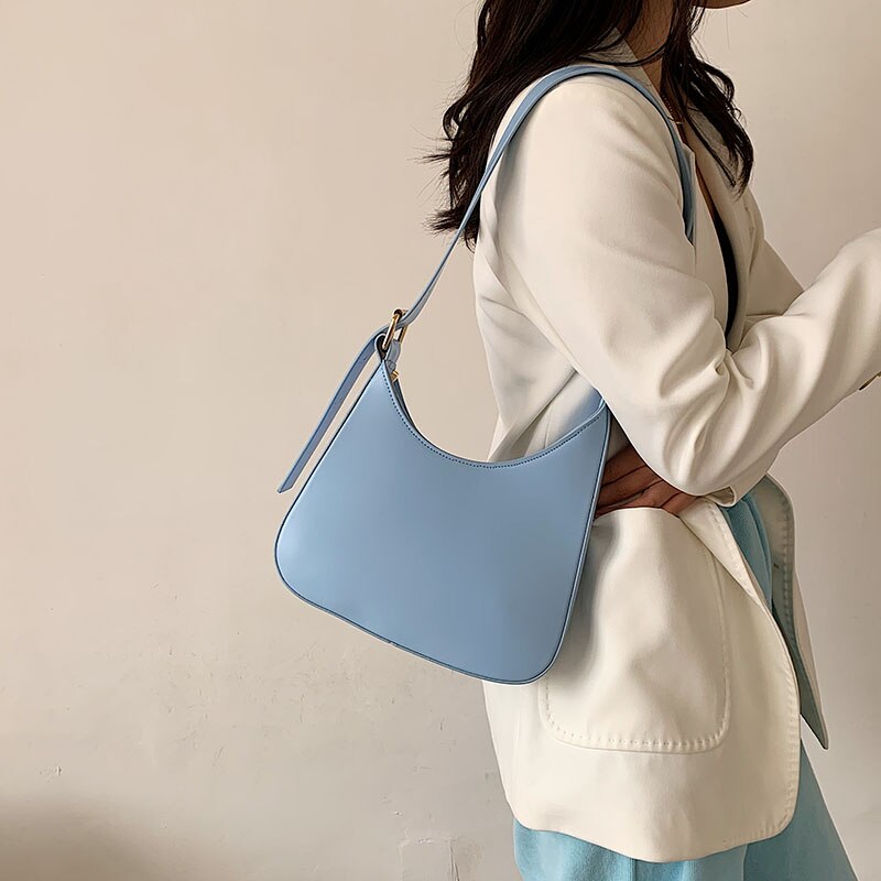 Style français En Cuir Sac À Bandoulière U Aisselle Petits Sacs À Main Pour Pochette Pour Femmes Sacs Couleur Uni Vintage Fourre-Tout Sac À Main