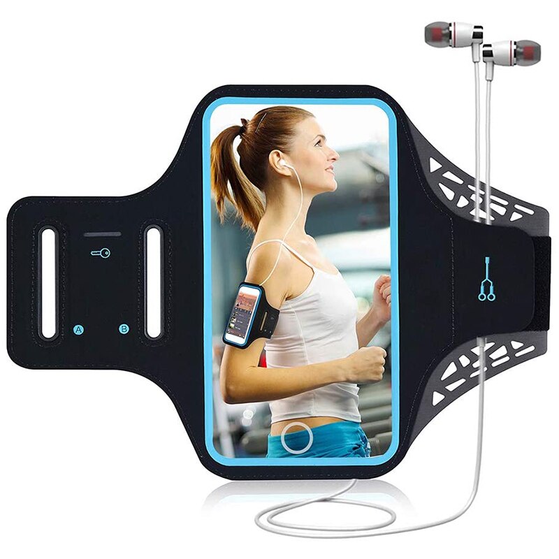 -universele waterdichte telefoonarmhouder met verstelbare houder voor sport, wandelen, fietsen, houder met vingerafdruktoets: Zwart