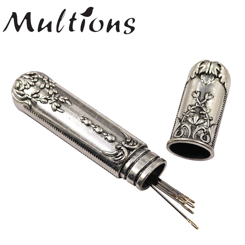 24pcs Self Threading Needles Household Sewing Needle Hand Needles Stitching Pins & Vintage Needle Case DIY Sewing Tools