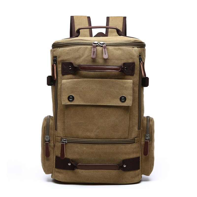 Heren Rugzak Vintage Canvas Rugzak Schooltas Mannen Reistassen Grote Capaciteit Rugzak Laptop Rugzak: Khaki