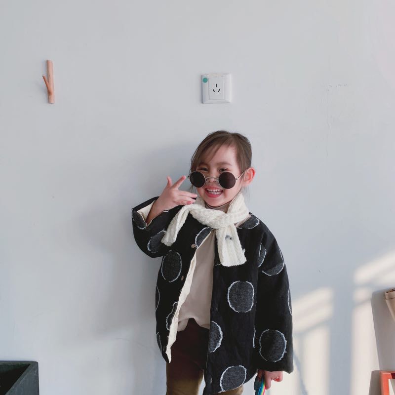 Koreanske børn piger drenge tykkere linnedjakker & frakke vintage dot mønster børn påklædning