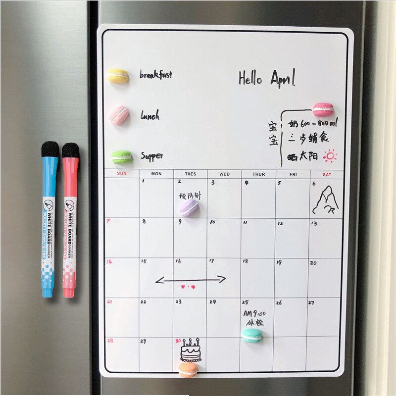 Whiteboard Fridge Magnet Message Board Magnetic Refrigerator White Board Marker Writing Record Weekly Plan Remind Memo Pad