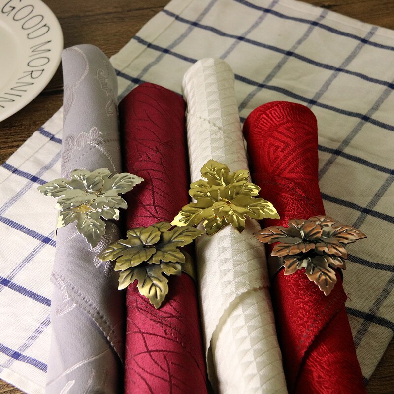 5 PCS rvs drie-blad servet gesp servet ring sample room ring hotel levert tafel decoratie vier kleuren optionele