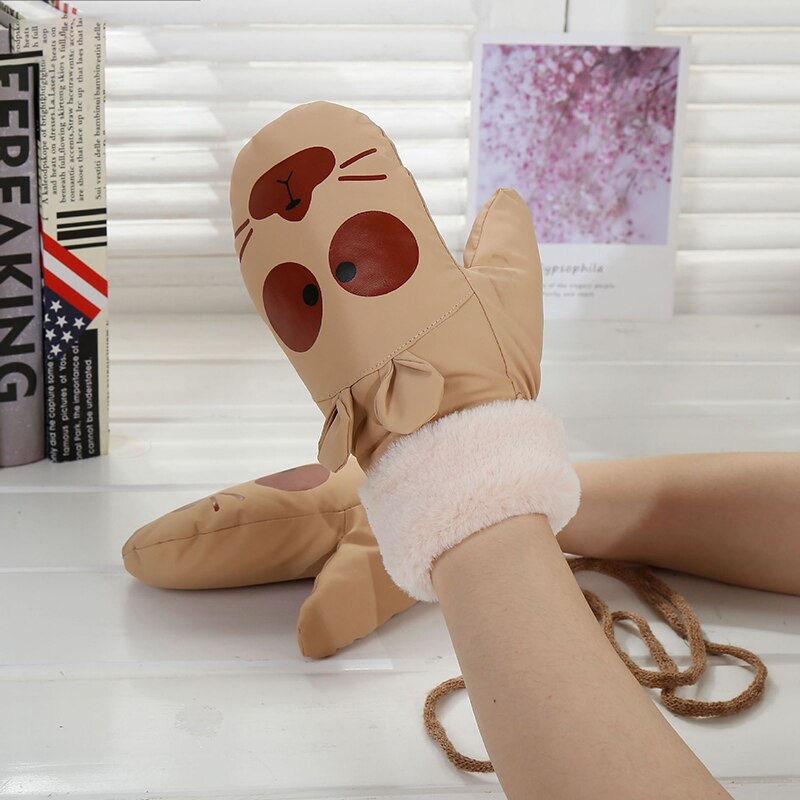 Winter Comfortable Warm Plush Gloves Unisex Down Cloth Cartoon Gloves Kids Gloves