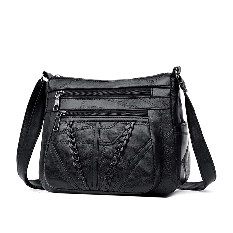 Femmes sac de messager dame épaule sac à bandoulière femme décontracté fermeture éclair en cuir PU sac à main Shopping sac à main maman: Default Title
