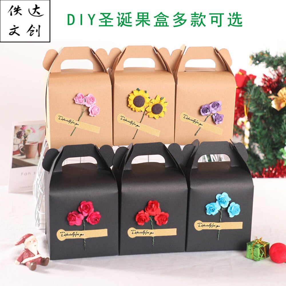 Christmas Apple Box Packaging Cardboard Box Box Dried Flower Christmas Eve Apple Box Carry Bag