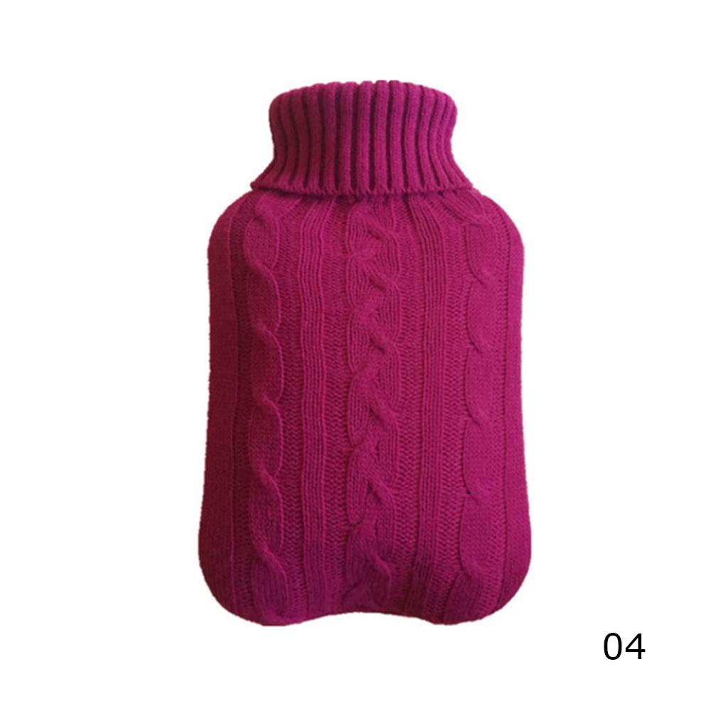 2000Ml Warm Water Fles Gebreide Cover Effen Kleur Water Gevulde Tas Doek Cover Handwarmer Winter Soft water Fles: Wine Red