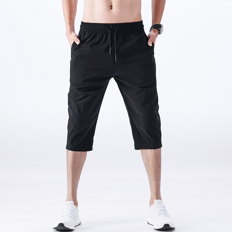 Herreshorts sommerridebukser tynde nylon bukser med 3/4 længder herre bermuda board hurtigtørrende strand sorte lange shorts til mænd