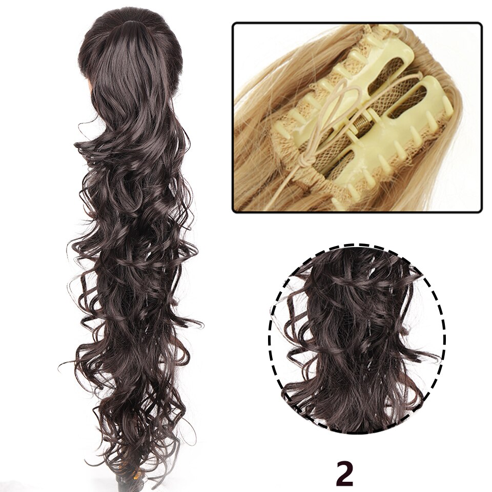 SEEANO Synthetic Claw Clip Ponytail Hair Extension Big Wave Ponytail Hair Extension Ladies Ponytail Wig Yellow Black Brown: T4/27/30