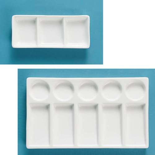 Palette d'aquarelle en céramique de , rectangulaire, multi-grille, pour peinture gouache, fournitures d'art en acrylique: 3 cells and 5 holes