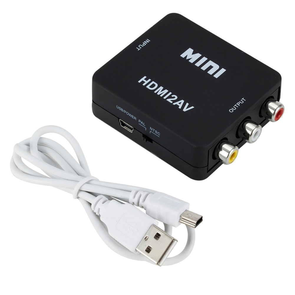 Video Composite Converter Box HDMI to AV Adapter HDMI to CVBS Video L/R Audio RCA Converter Support NTSC PAL for DVD Player PC