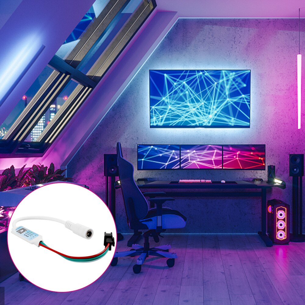 SP621E Bluetooth-compatible Pixel Controller 5.5*2.1mm Power Male For WS2811 WS2812B WS2813 LED Strip DC5~24V Mini Bluetooth LED