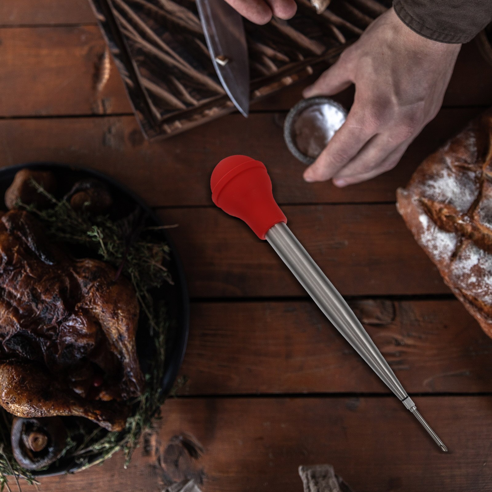 Inyector de salsa para condimentos, jeringa de pavo para cocina, inyector de salsa para barbacoa, 1 Juego