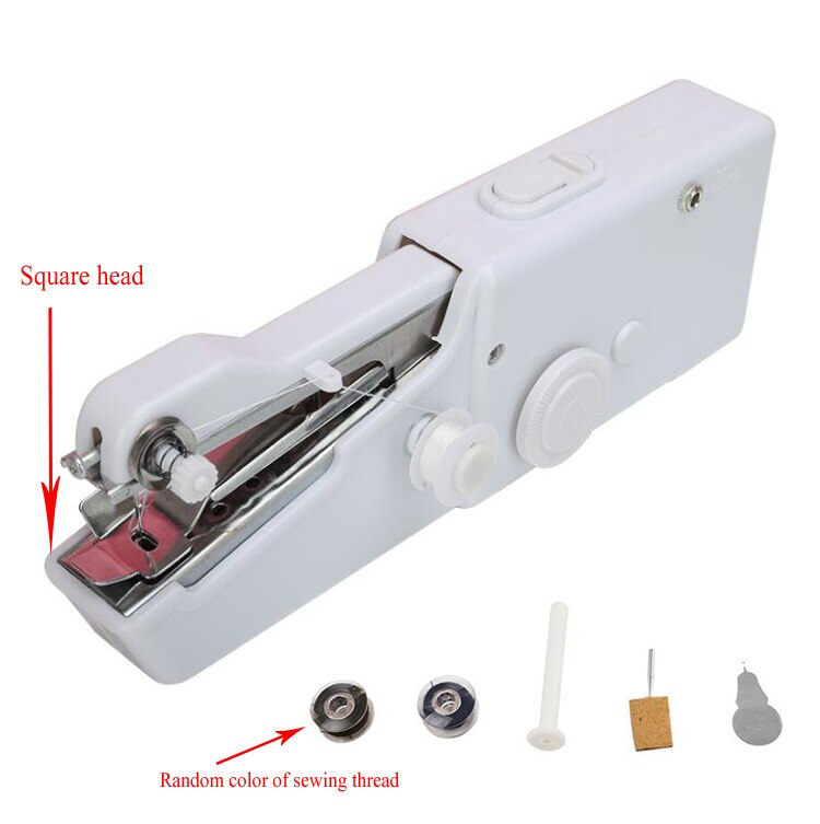 Portable Mini Hand Sewing Machine Quick Handy Sew Needlework Clothes Fabrics Household Electric Sewing Machine GYH: Square Head White