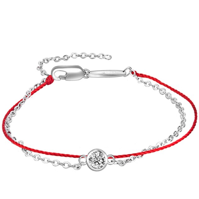 Handgemaakte 925 Sterling Zilveren Sieraden Vrouwen Rode Draad Voor Hand Rood Touw Armband Praty Bruiloft Sieraden Dunne Rode Touw Armband: 1-2silver