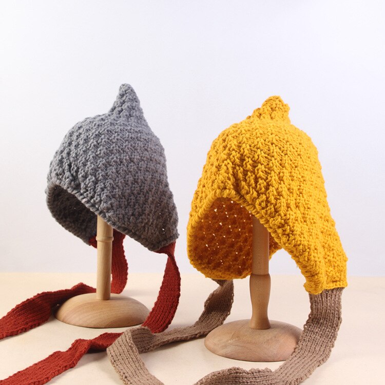 Lvren 001 vinter dame & #39 ;s uformelt strikket lue øreklaff jente dame tykk varm bomber lue caps med hale