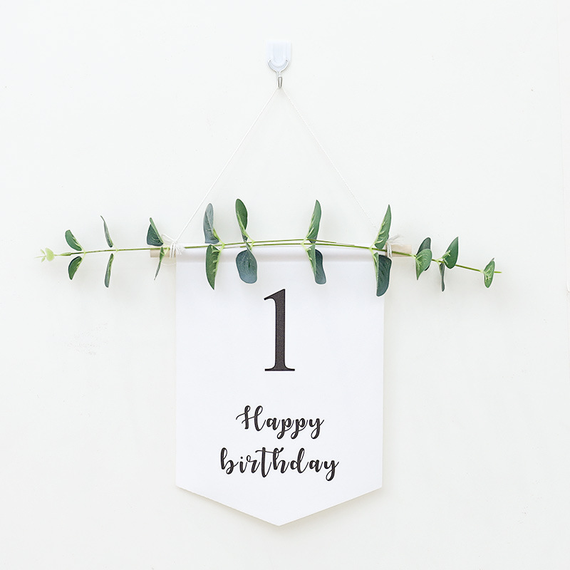 Banderole blanche pour anniversaire de 1 à 9 ans, guirlande de banderole, décoration pour premier anniversaire, fête prénatale, cent jours: 1th Banner