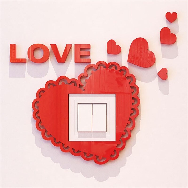Light Switch Stickers Acrylic Switch Poster Modern Style Living Room Switch Decorative Wall Stickers DIY Art Wallpaper: Heart Red