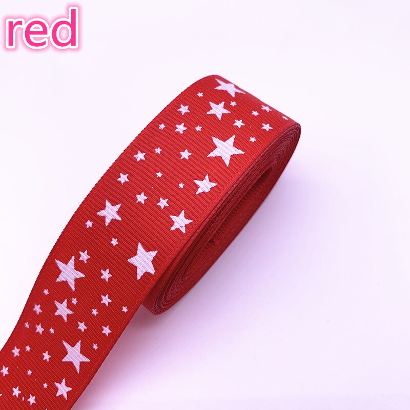 5yds 15Mm 20Mm 25Mm 38Mm Rood Grosgrain Lint Gedrukt Sterren Voor Kerst Bruiloft Decoratie Strik Diy naaien Handmand Craft