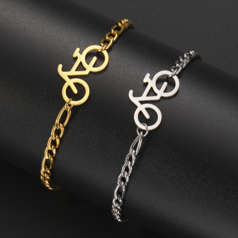 My Shape Pulseras de bicicleta para hombre y mujer, cadena de pie con colgante de acero inoxidable, cadena de mano, tobilleras, joyería