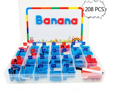 Magnetic Letters 208 Pcs Uppercase Lowercase Foam Alphabet ABC Magnets for Fridge Refrigerator Educational Toys Set: red vowels
