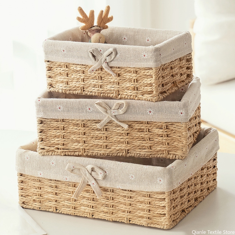 Geweven opbergmanden Rieten mand voor Keukenorganizer Badkamer Organiserende manden Desktop Organizer Container