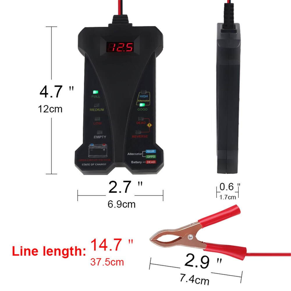 12V Automotive Battery Tester Digitale Voltmeter Analyzer Auto Systeem Analyzer Dynamo Zwengelen Diagnostic Tool