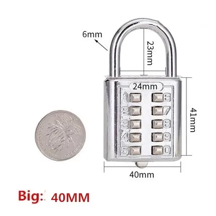 Cadenas à combinaison de boutons poussoirs à 4 ou 5 chiffres, serrure à numéro argenté, Code de voyage, accessoires de voyage: big