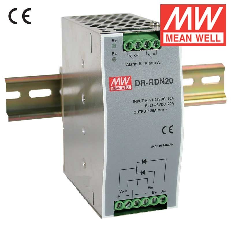 MEAN WELL DR-RDN20 DC30V 20A 600W Power Supply Redundancy Module DIN Rail Power Supply For Redundant Operation Of 24V System