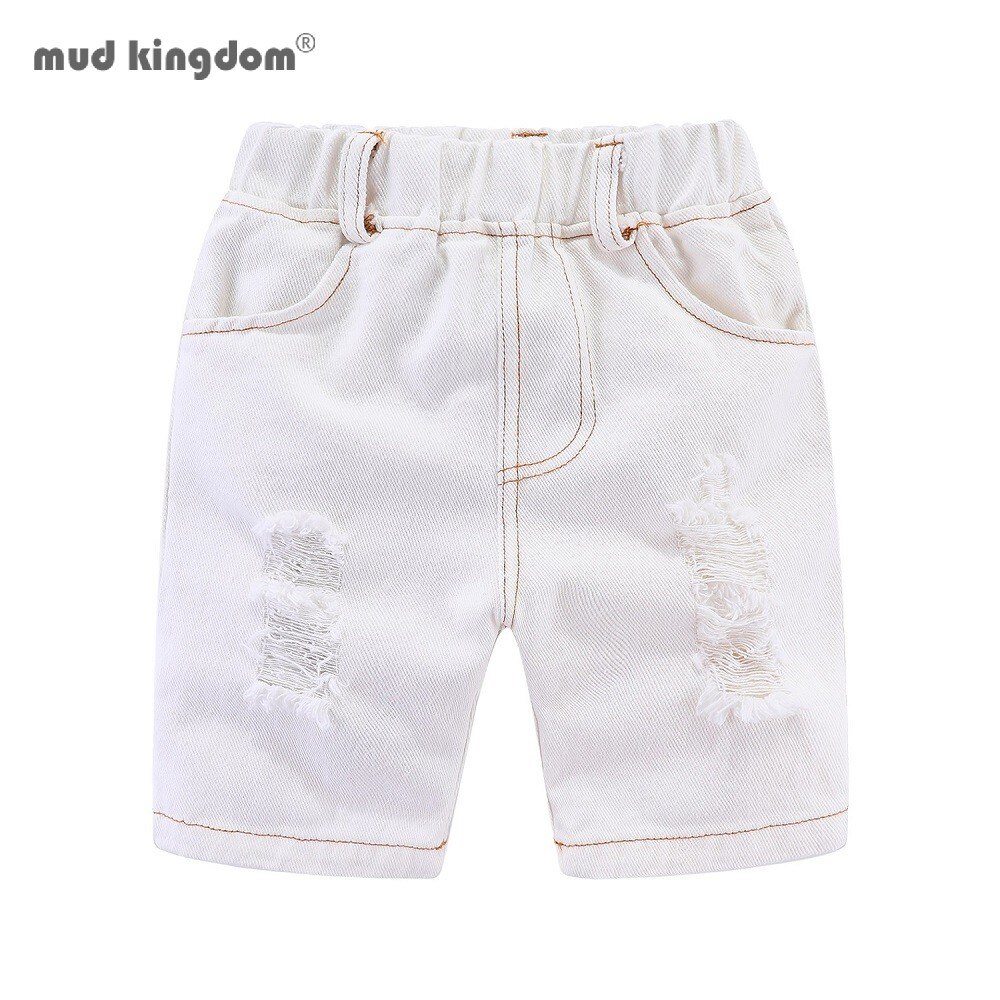 Mudkingdom-Shorts en Denim pour garçons, pour l'été, à la , élastique déchiré à taille solide, pour garçons